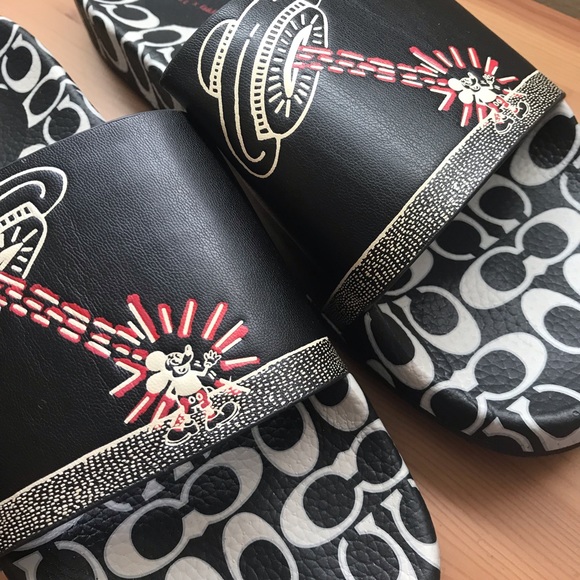 🐭❤️ Coach Disney Mickey Mouse X Keith Haring Slide Size 7 8 9 10 12 13 - Picture 12 of 12